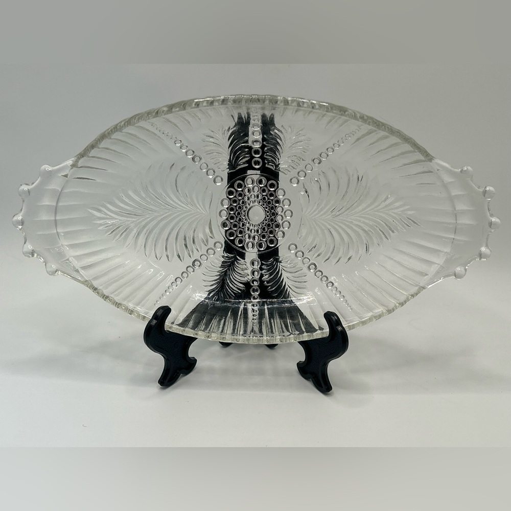 Vintage Anchor Hocking Feather and Pearl Oval Relish Dish - Picture 5 of 5